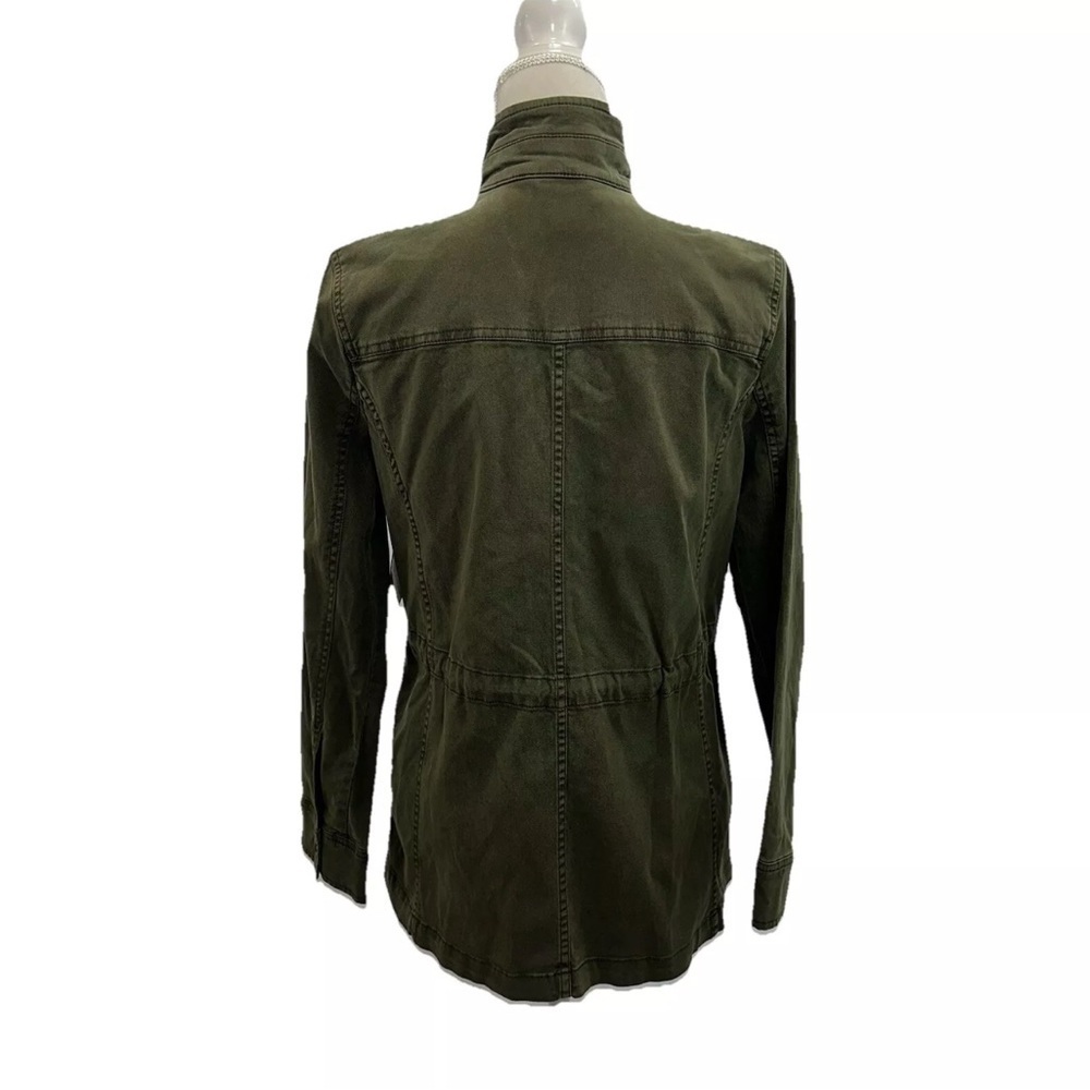 NWT Lucky Brand Green Chambray Utility Jacket Women’s Small Petite Zip Button - Picture 3 of 8